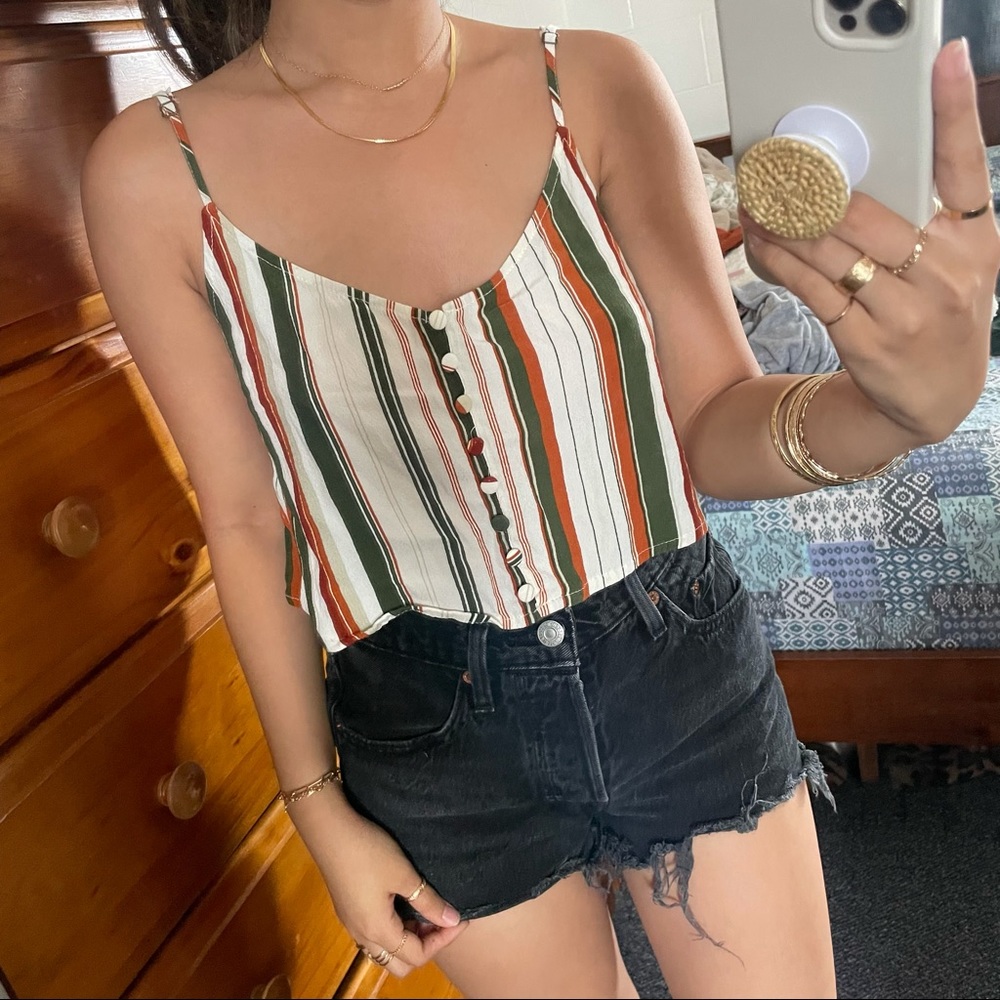 Forever 21 striped low back tank top